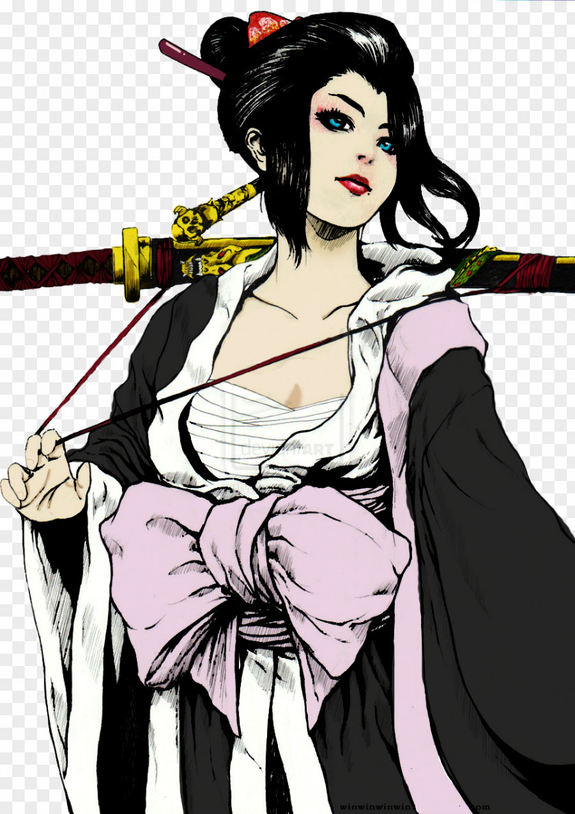 Samurai Geisha Drawing DeviantArt PNG