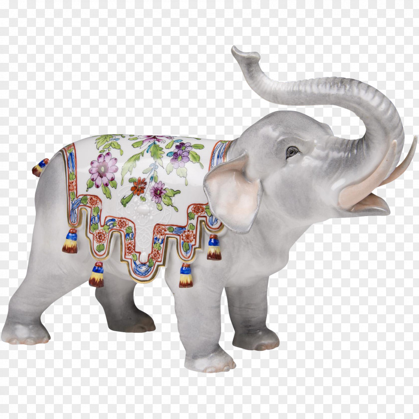 Elephant Indian African Dresden Porcelain PNG
