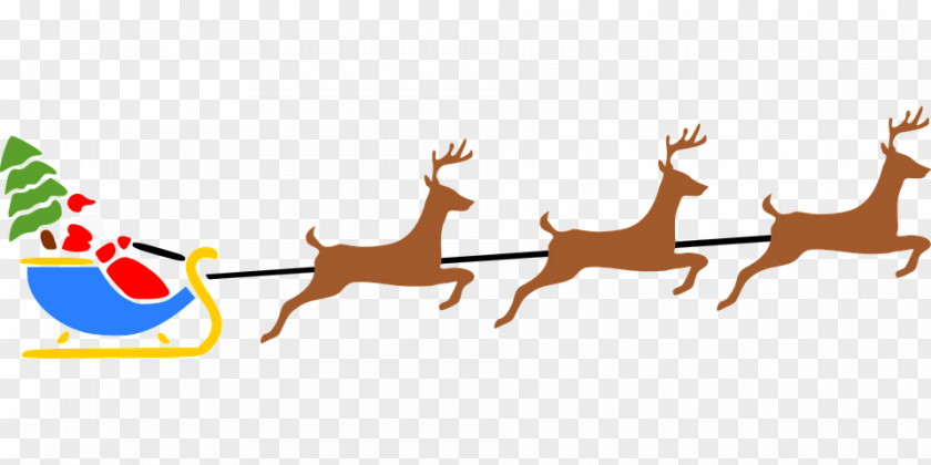 Flying Santa Reindeer Claus Christmas Clip Art PNG
