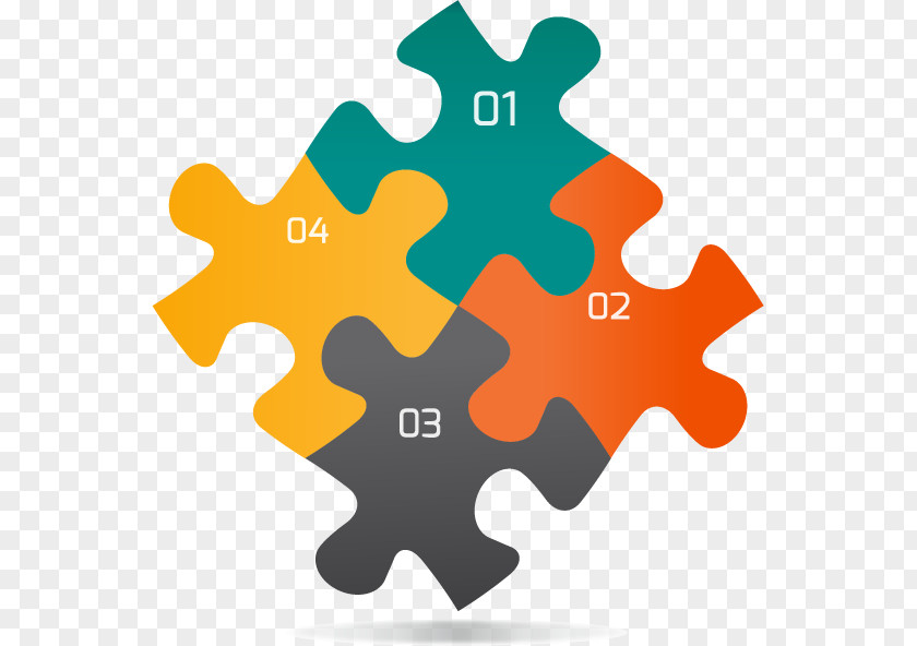 Four Creative Puzzles Ppt Jigsaw Puzzle Infographic Graphic Design PNG