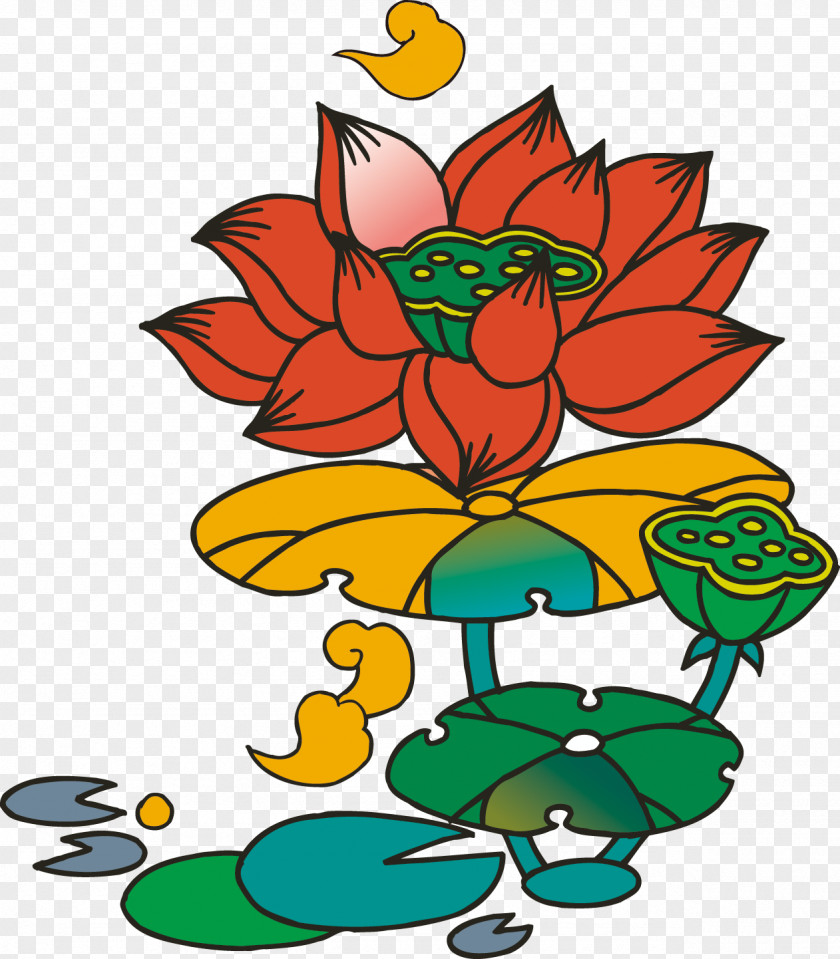 Hand-painted Lotus Motif Clip Art PNG
