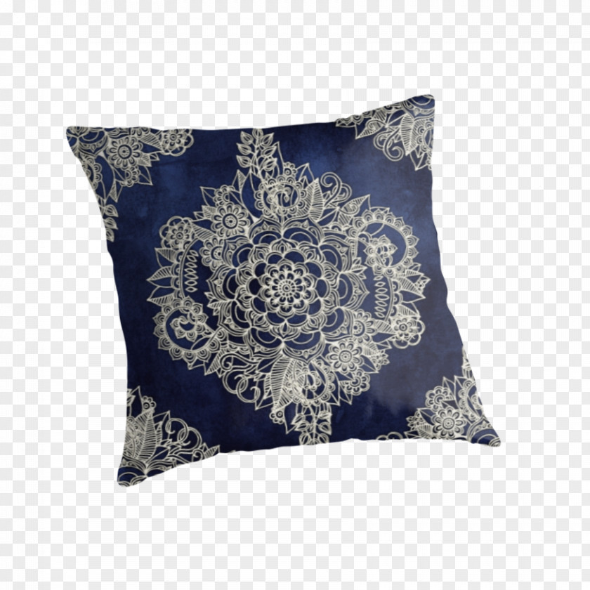 Stationery Ink Blue Paisley Throw Pillows PNG