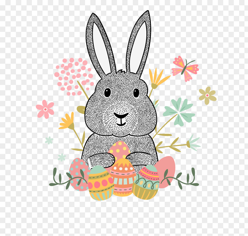 Vector Cute Bunny Easter Euclidean Hipster Clip Art PNG