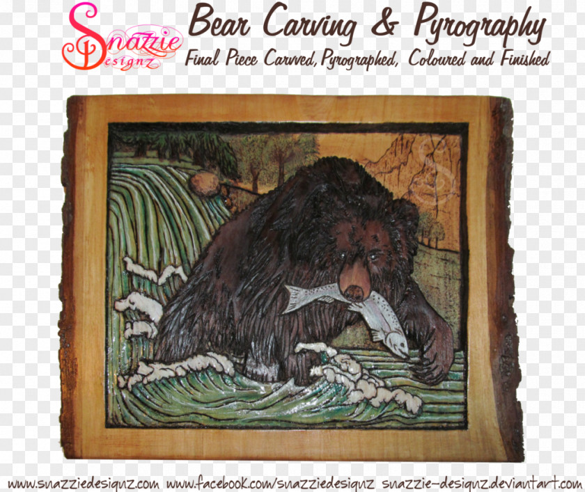 Wood Carving Pyrography Craft Picture Frames Bear PNG