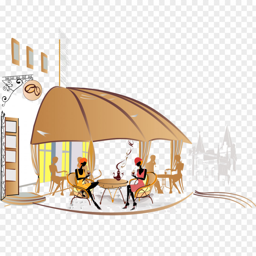 First Floor Cafe Coffee Espresso Street Vector Graphics PNG