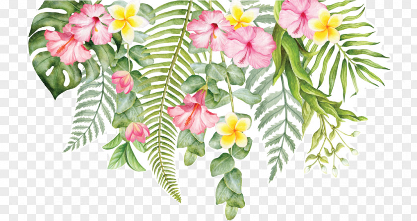 Tropical Flower Cut Flowers Wall Decal Floral Design PNG