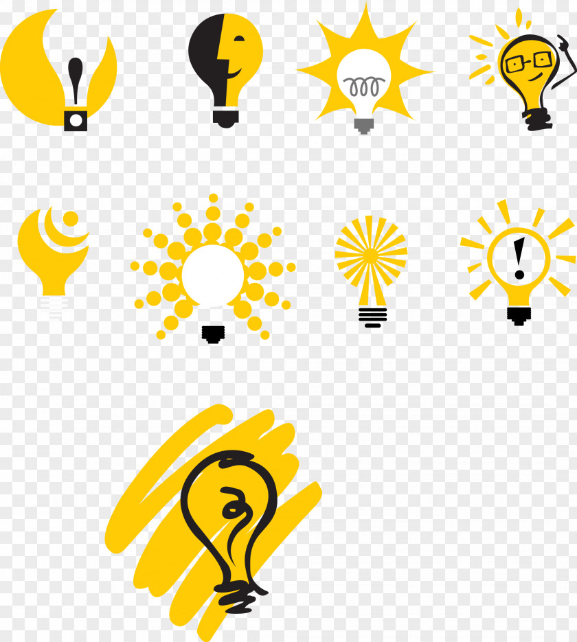 Creative Yellow Light Bulb Incandescent Logo Lamp PNG