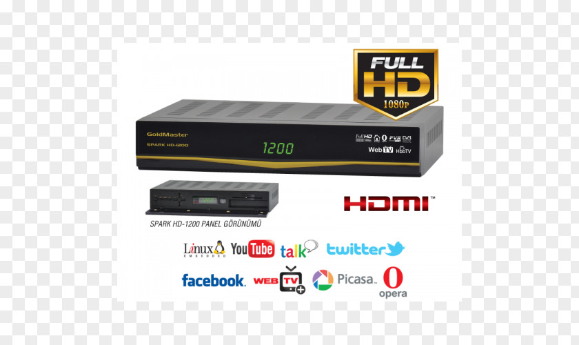 Gold Spark Satellite Television High-definition Digital Video Recorders HD+ 1080p PNG