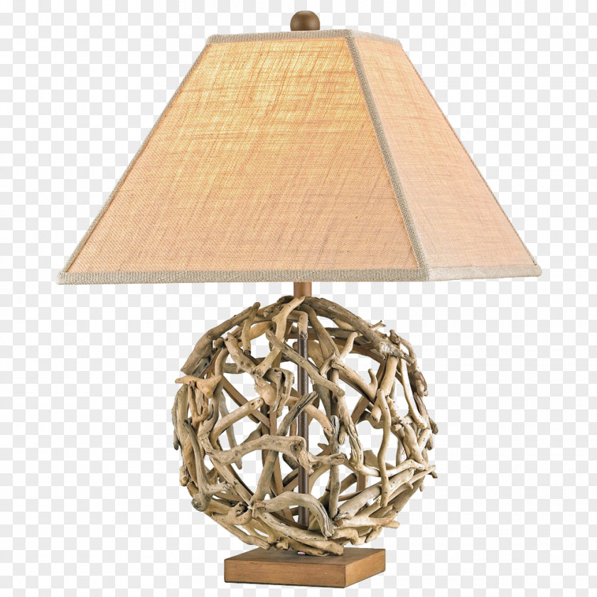 Woven Wood Bamboo Table Lamp Lighting Driftwood PNG