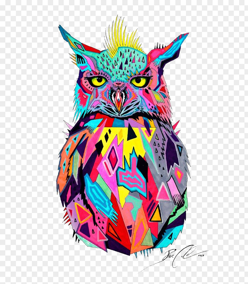 Abstract Owl Painting Art PNG