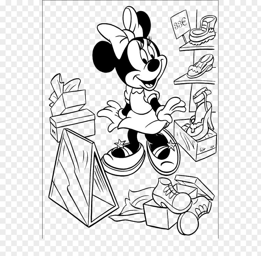Minnie A Pair Of Shoes Artwork Mouse Daisy Duck Mickey Coloring Book Drawing PNG