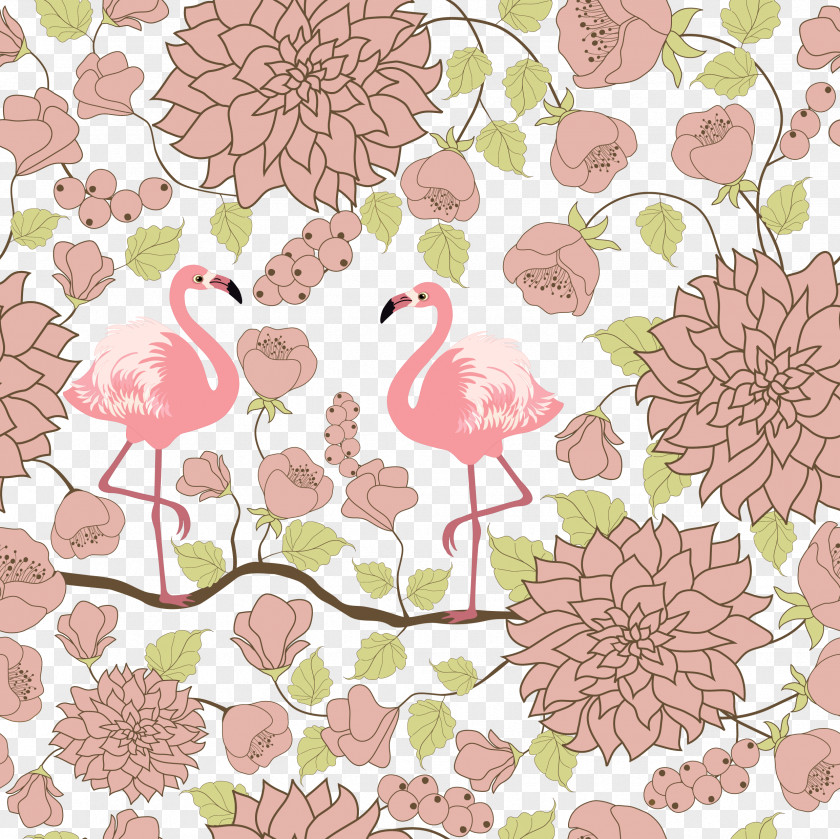 Colored Flamingo Pattern Background Greater Pink Motif PNG