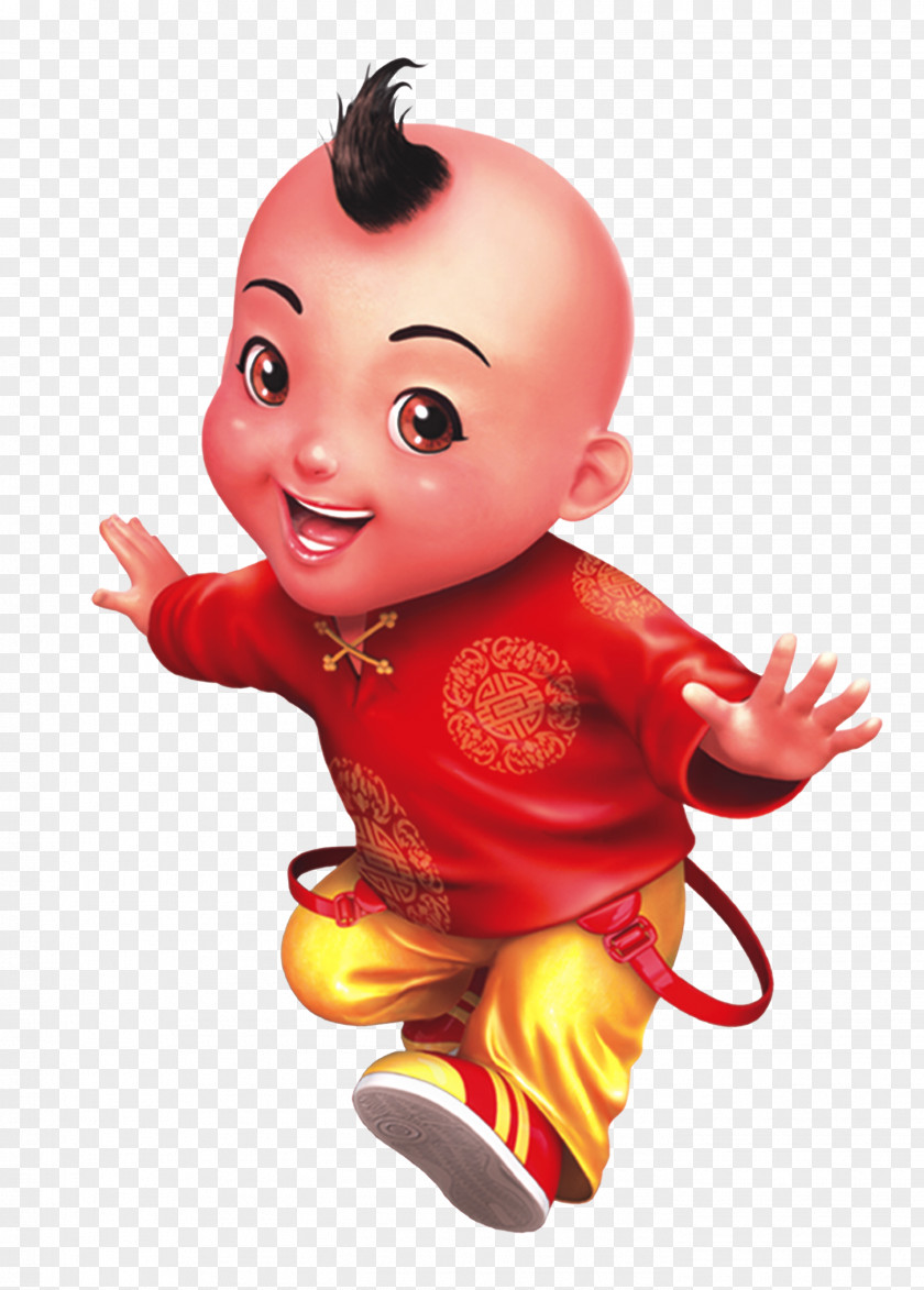 Red Boy China Chinese New Year Child Reunion Dinner Hairstyle PNG