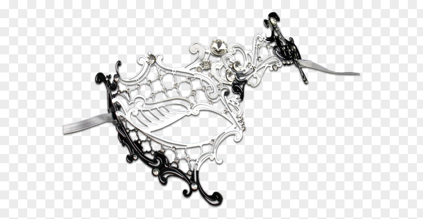 Phantom Of The Opera Mask Brooch Silver White Black Jewellery PNG