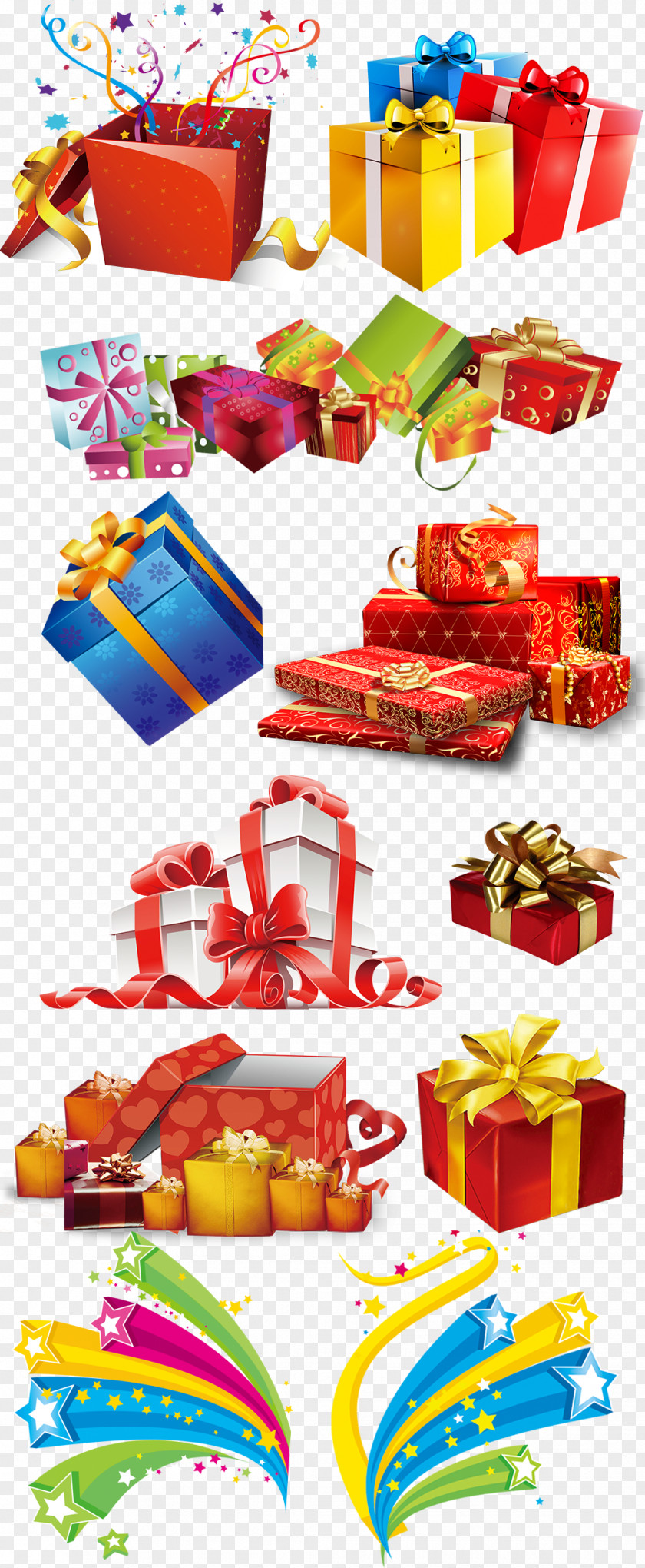 Colored Colorful Gift Box Collection Template Clip Art PNG