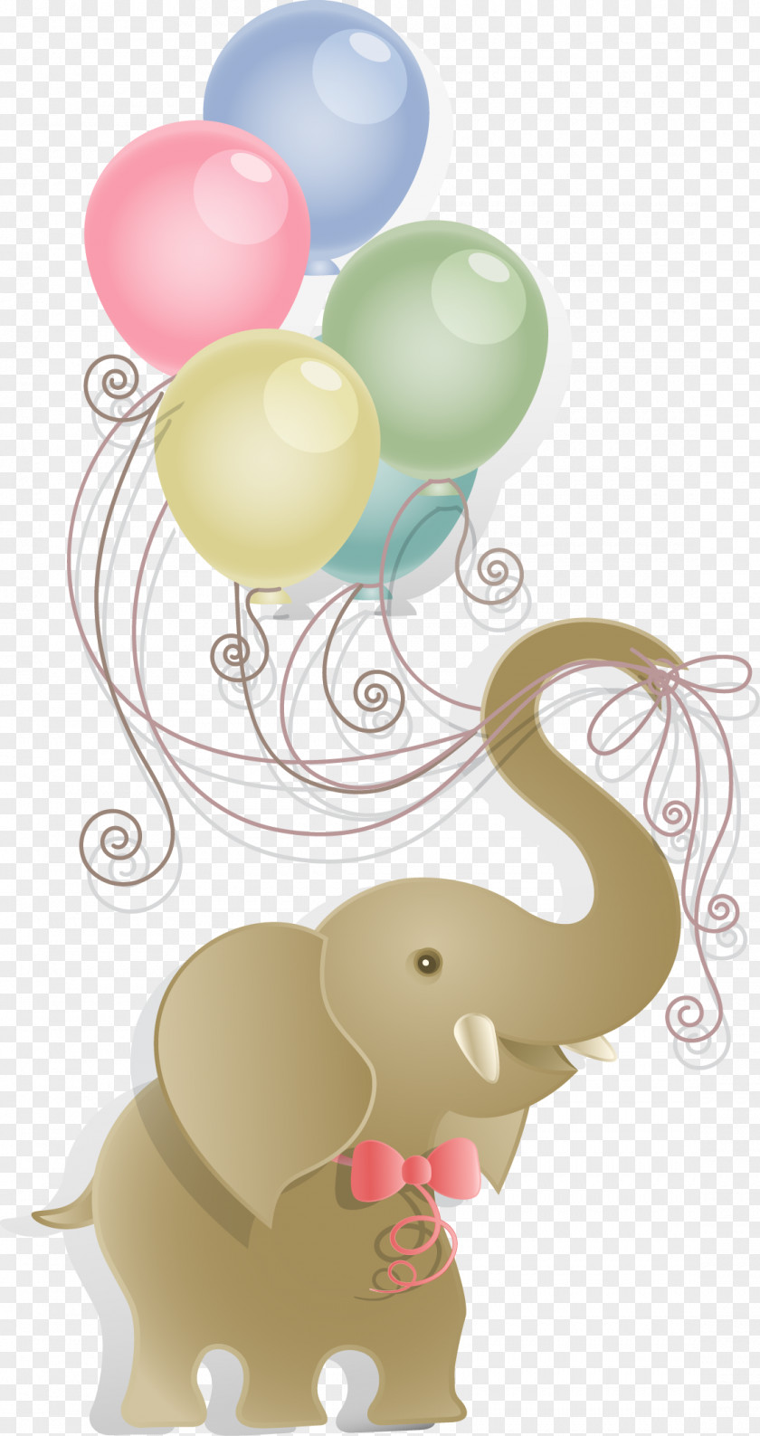 Vector Cartoon Elephant Holding Balloons Clip Art PNG