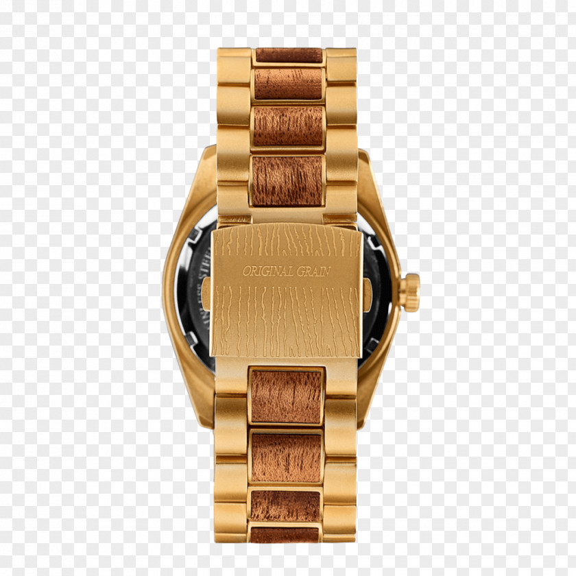 Mahogany Wood Grain Watch Strap Original The Classic Analog Gold PNG