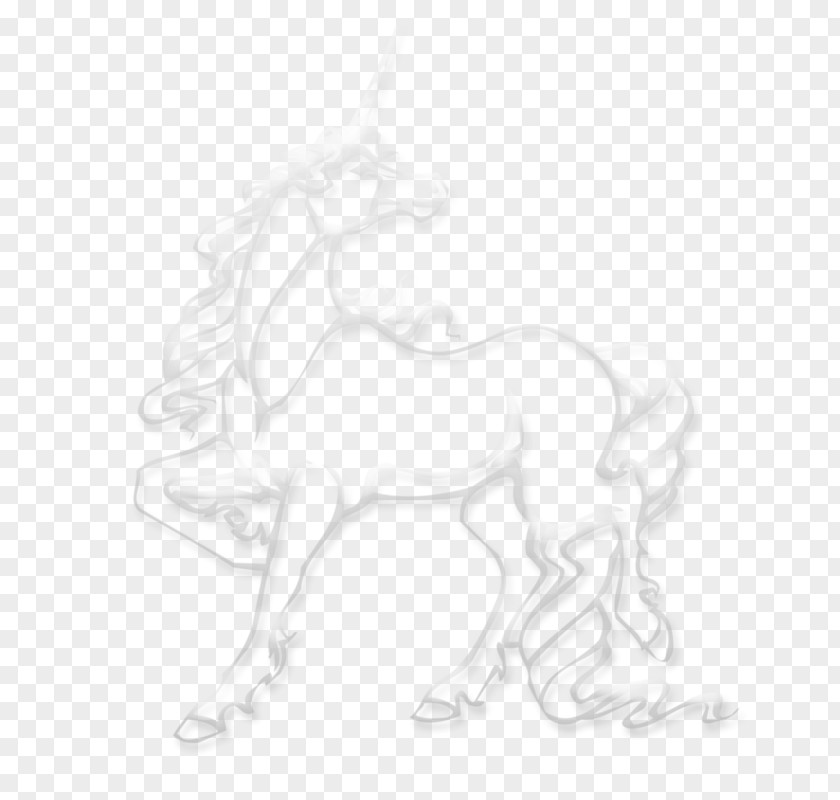 Painted White Horse Black Pattern PNG