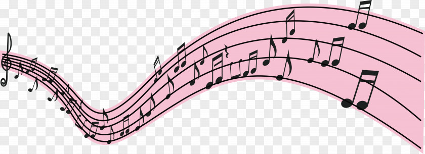 Pink Wave Notes Musical Note Staff PNG