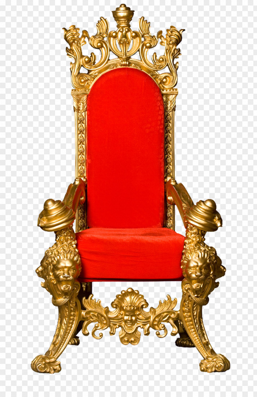 Red Back Gold Frame Kingdom Throne King Chair Clip Art PNG