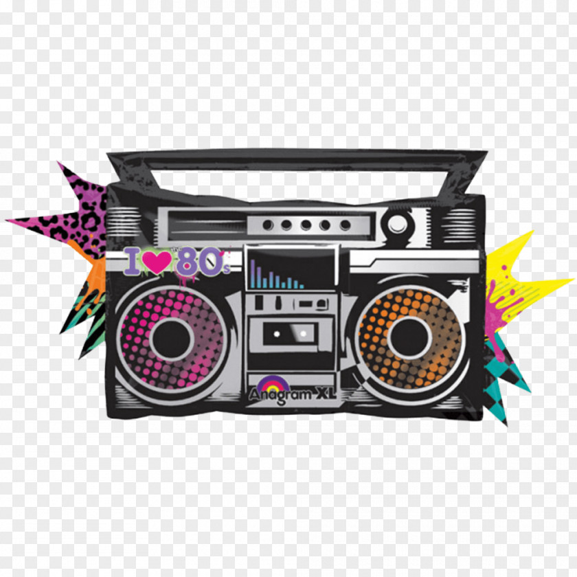 Balloon 1980s Gas Birthday Boombox PNG