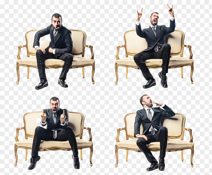 Conversation Businessperson Chair Sitting Furniture Gentleman Fun PNG