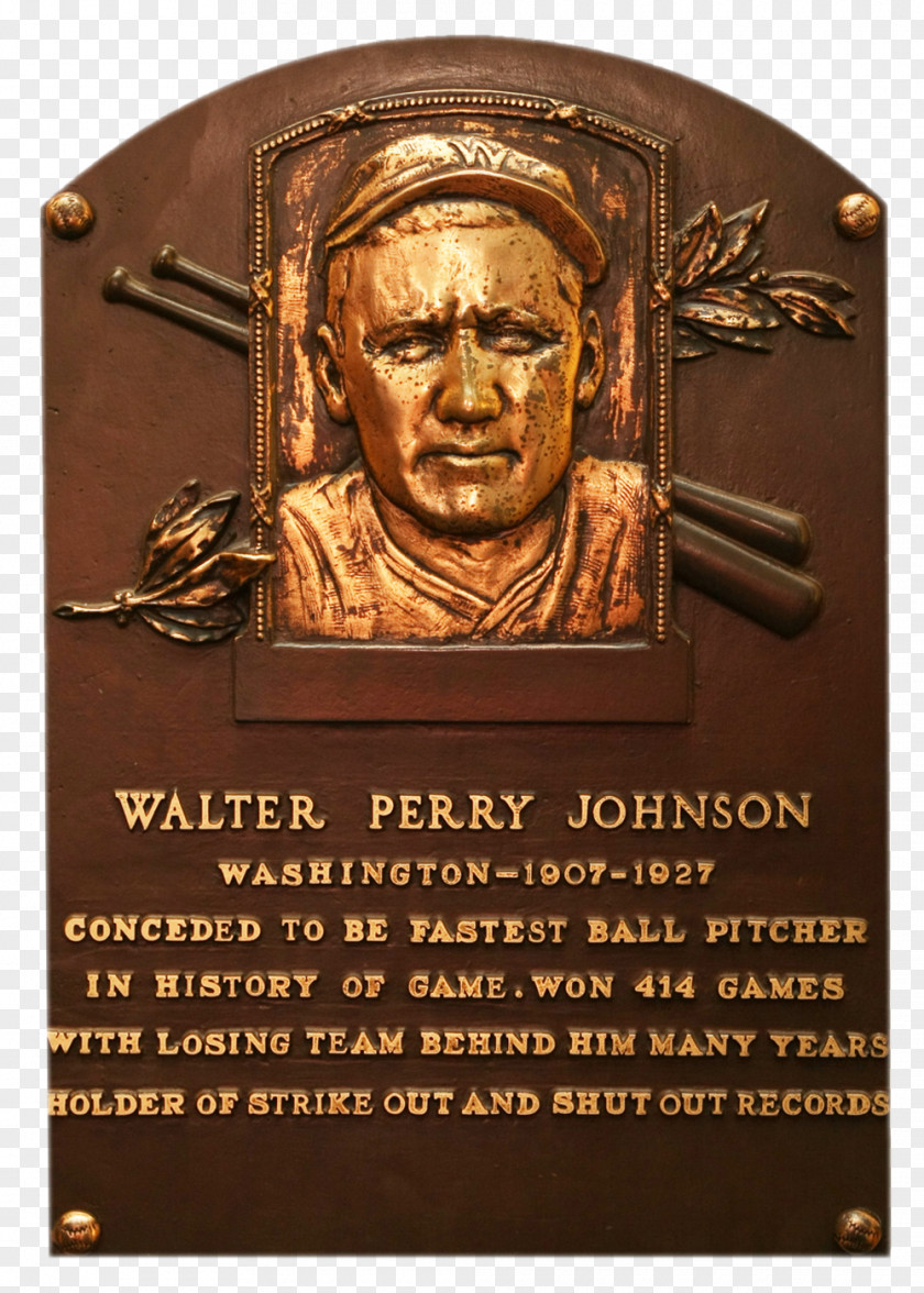 Plaque Walter Johnson National Baseball Hall Of Fame And Museum Pitcher PNG