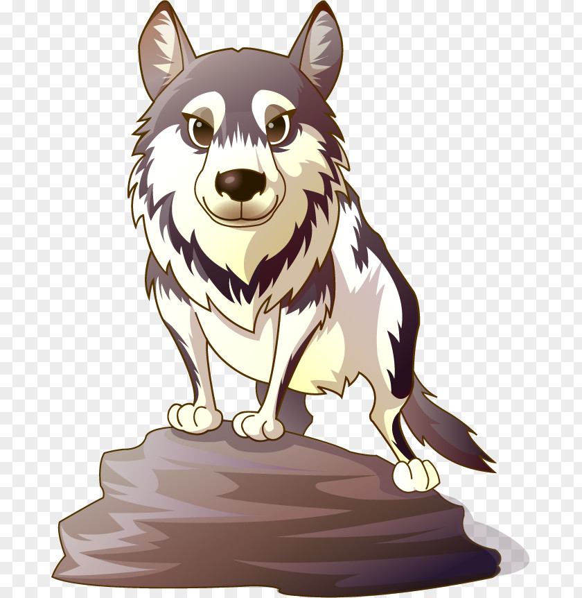 Wolf Vector Painted On Stone Gray Cartoon Cuteness Illustration PNG