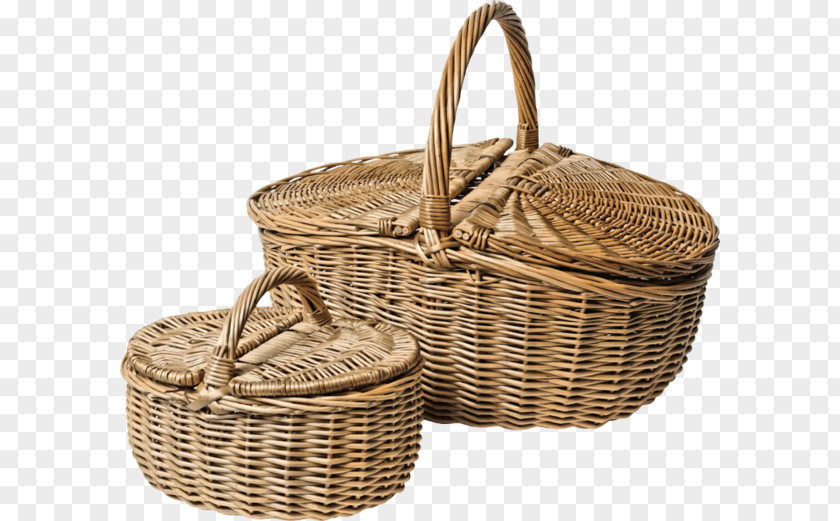 Hand-painted Quaint Bamboo Basket Picnic Baskets PNG