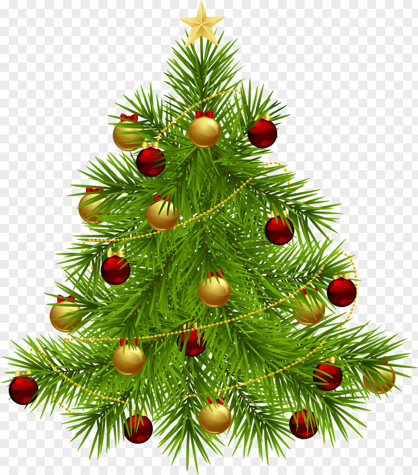 Transparent Christmas Tree With Ornaments New Year Clip Art PNG