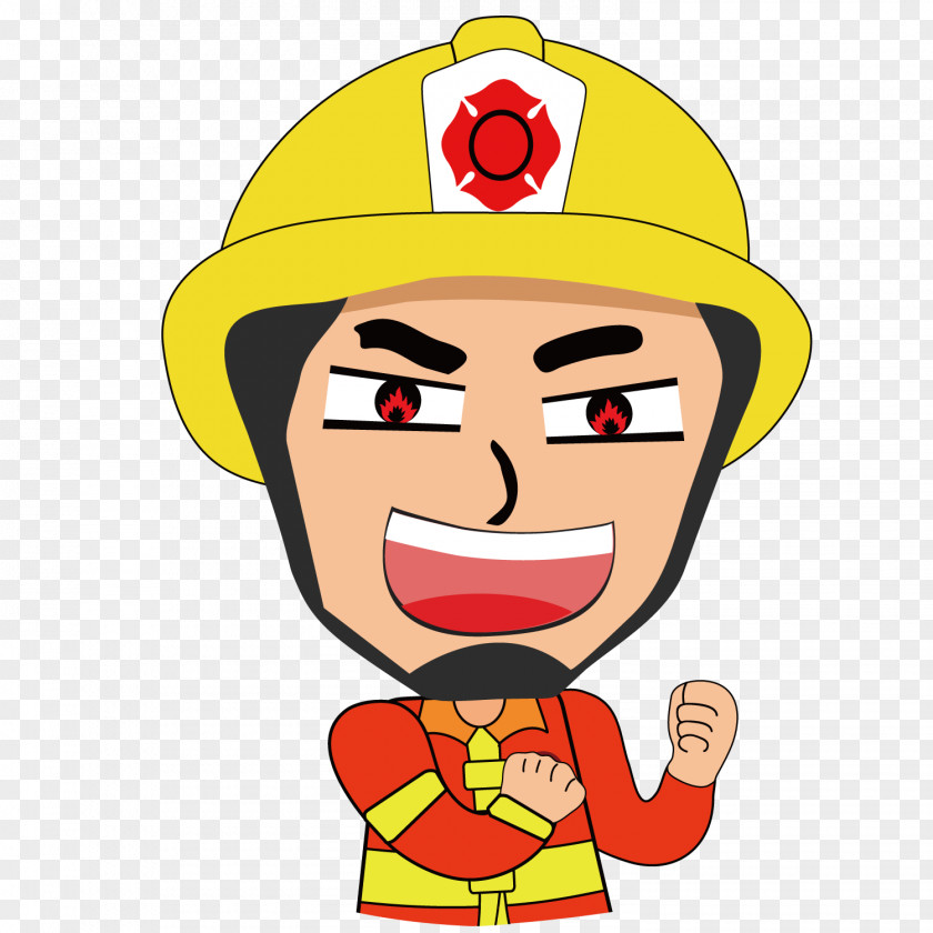 Confident Firefighter Firefighting Cartoon PNG