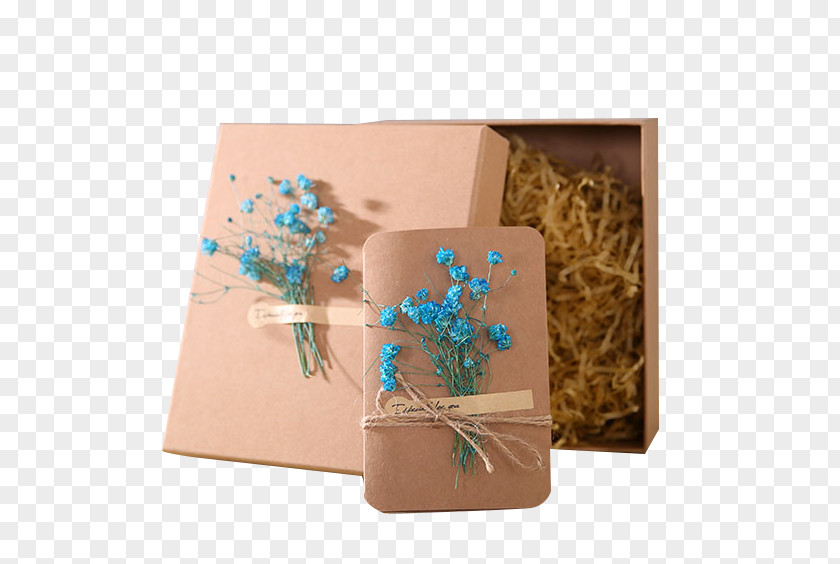 Blue Floral Box Kraft Paper Packaging And Labeling PNG