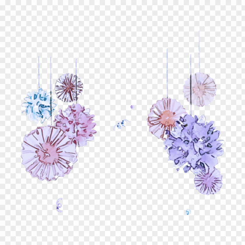 Hydrangea Earrings Lavender PNG