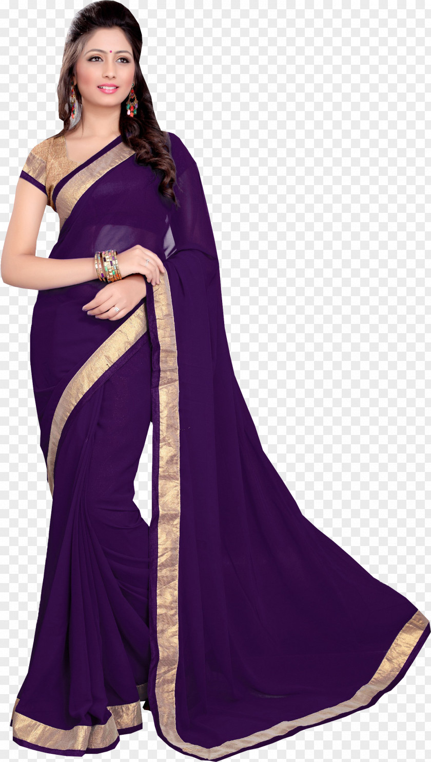 Chanderi Sari Fashion Georgette Clothing PNG Clothing, indian girl, woman wearing purple and beige saree dress clipart PNG