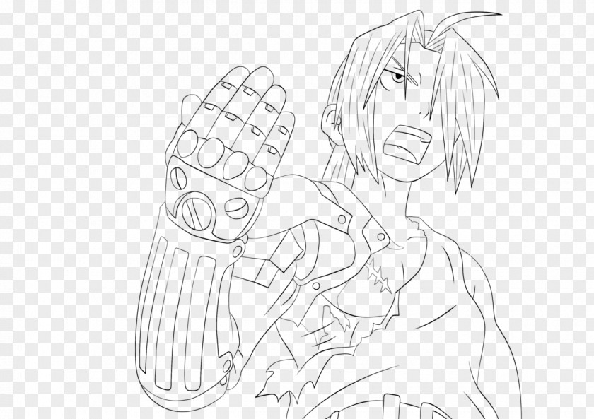 Edward Elric Line Art Drawing Sketch PNG