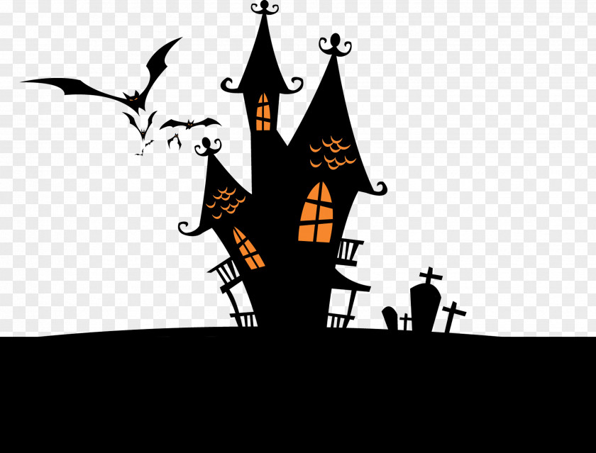 Halloween House Bats Facebook Wallpaper PNG