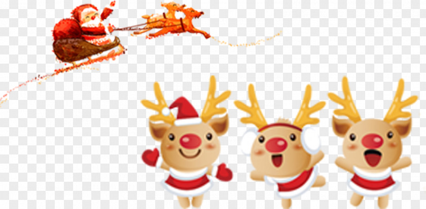 Santa Elk Pattern Reindeer Claus Christmas Cartoon PNG