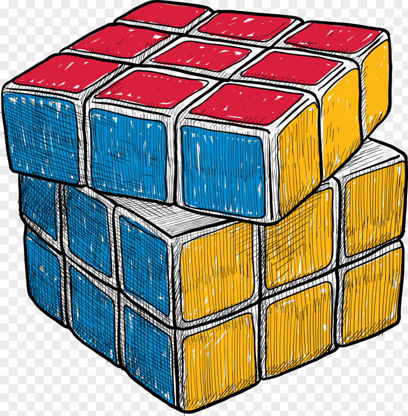 Vector Color Hand-painted Cube T-shirt Rubiks Drawing PNG