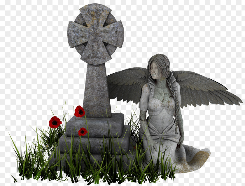 Angel On Cemetery Angels Sculpture Statue PNG