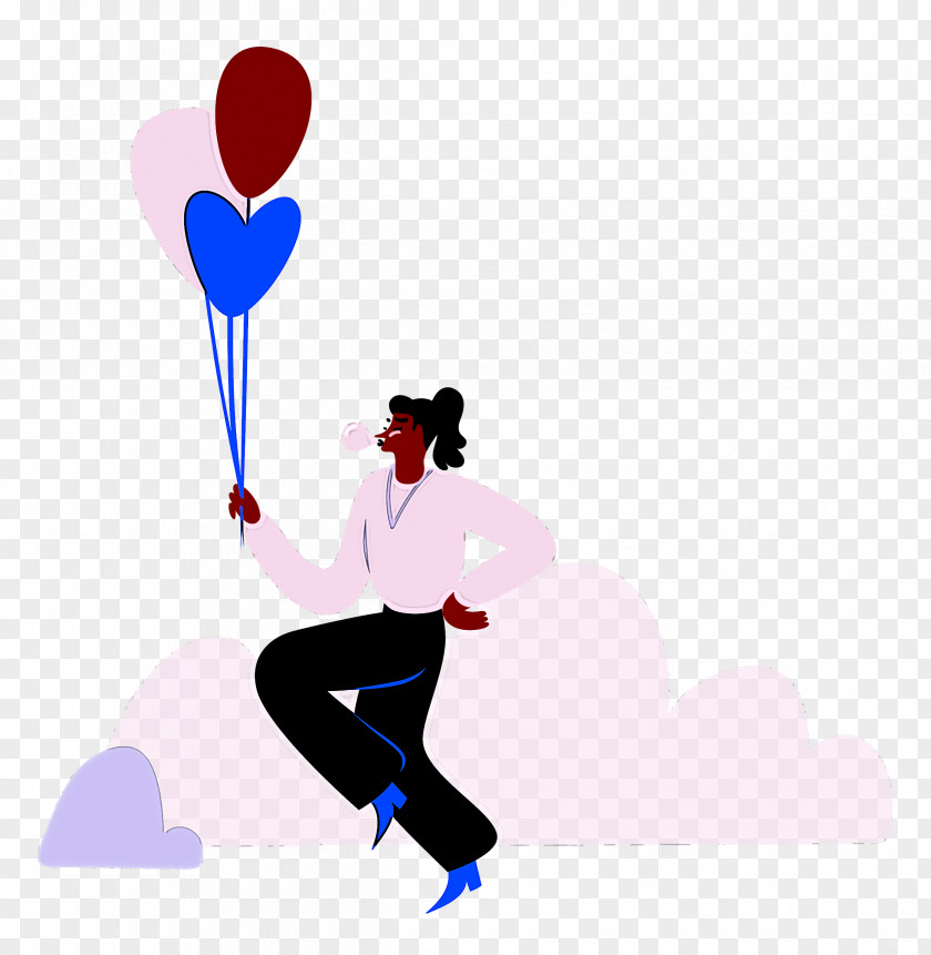 Park Walking Holding Balloons PNG