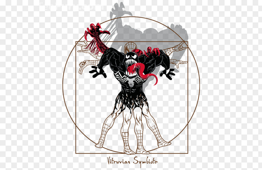 Neil Gaiman Venom Miles Morales Vitruvian Man T-shirt Symbiote PNG