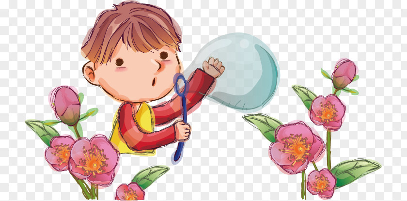 Blowing Bubbles Cartoon Child PNG