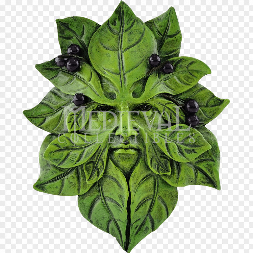 Leaf Green Man Face Statue Commemorative Plaque PNG