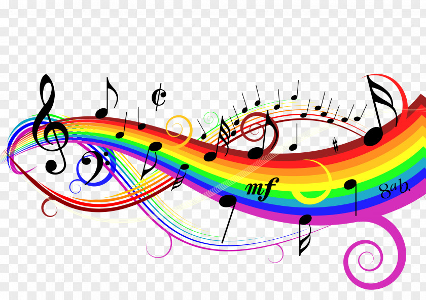 Musical Note Singing Choir Part PNG note Part, Rainbow Music notes lines material, painting of musical clipart PNG