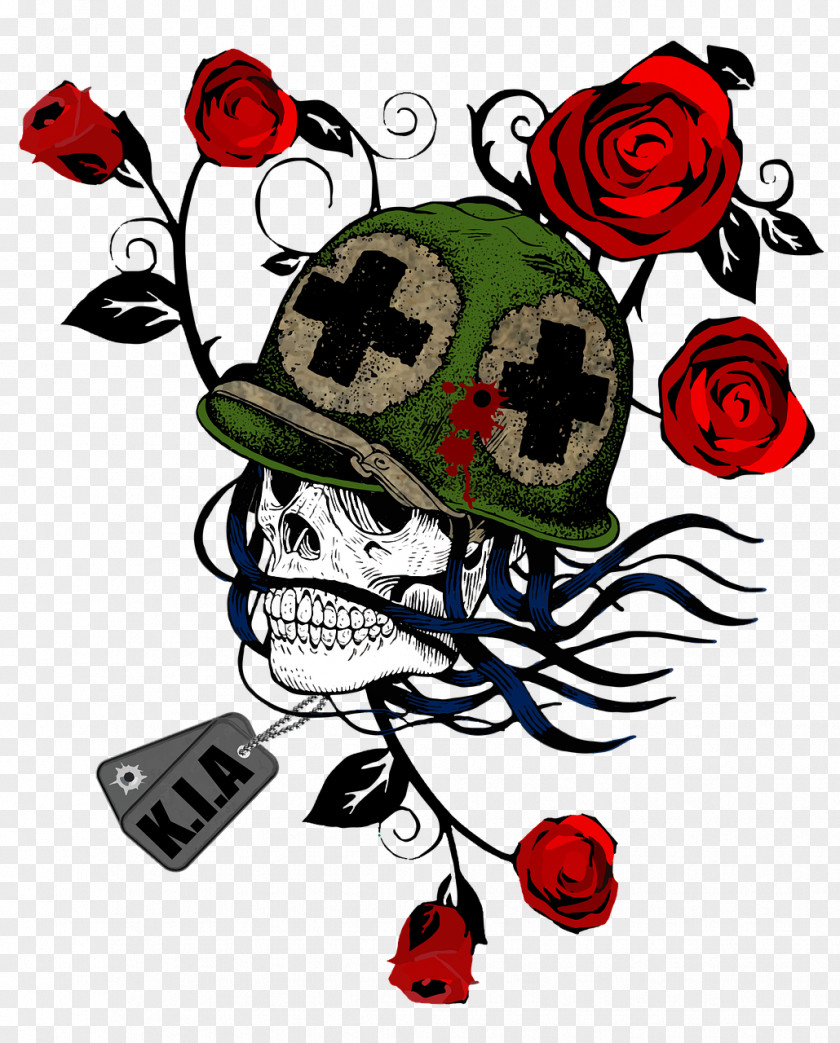 Military Love T-shirt Rose Skull Pixabay PNG