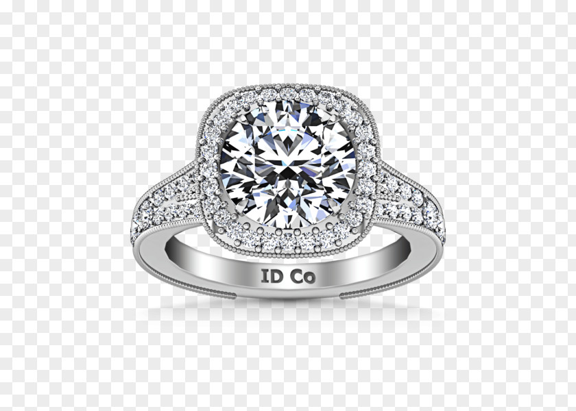 Ring Halo Diamond Engagement Solitaire Bezel PNG