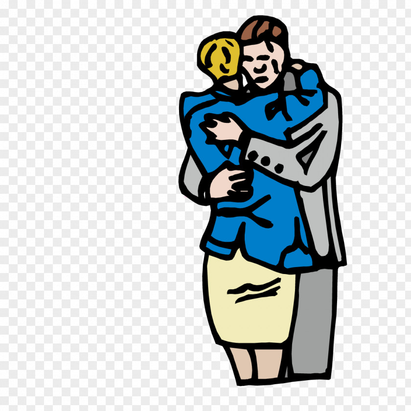 Loving Couple Embracing Cartoon Hug Illustration PNG