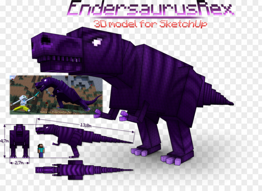 Omg Minecraft Tyrannosaurus Enderman Mob Dinosaur PNG