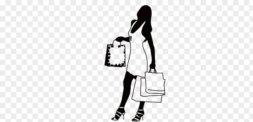 Silhouette PNG Silhouette, Shopping girl silhouette clipart PNG