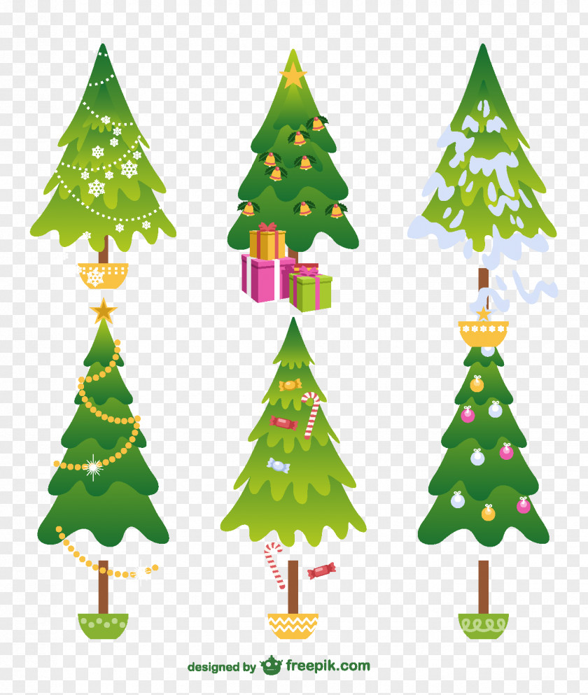 Christmas Tree Cartoon Illustration PNG